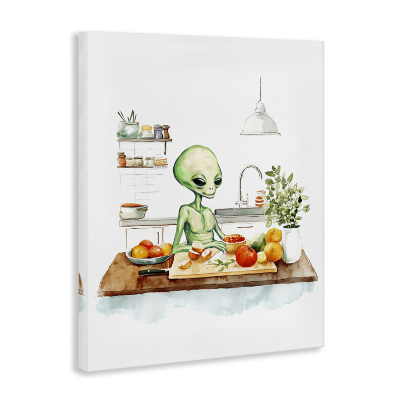 Cuisine exotique dans une toile de cuisine, design par Lil 'Rue, H 20 po x l 16 po