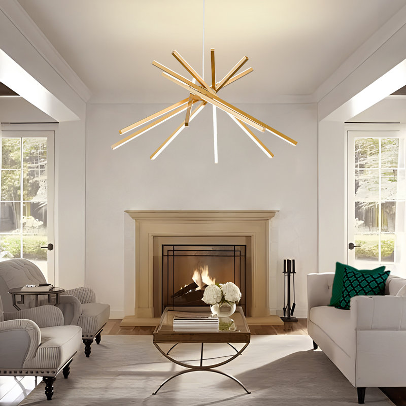 Lustre spoutnik moderne à DEL en aluminium à 8 lumières Mercer41, Doré