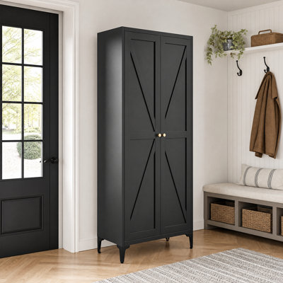 Versatile All-Steel Kitchen Pantry Cabinet With Adjustable Shelving And Secure Magnetic Closure