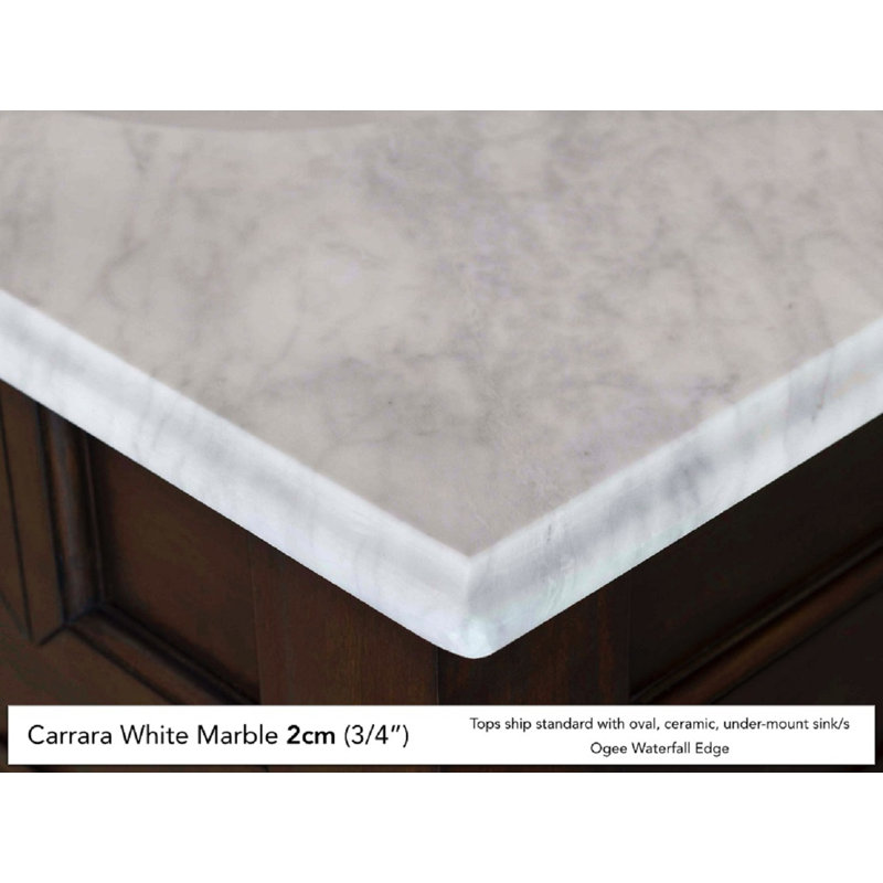 Brittany 60'' W Vanity, Carrara White, Bright White, 8" Widespread