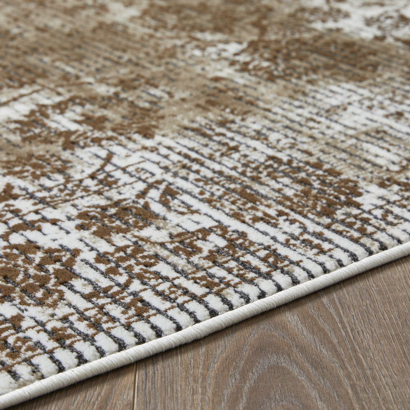 Tapis beige en polypropylène tissé à la main Raashid, Rectangle 6 pi 7 po x 9 pi 2 po