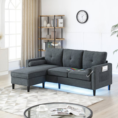 Upholstered 75.25 " Linen Sectional