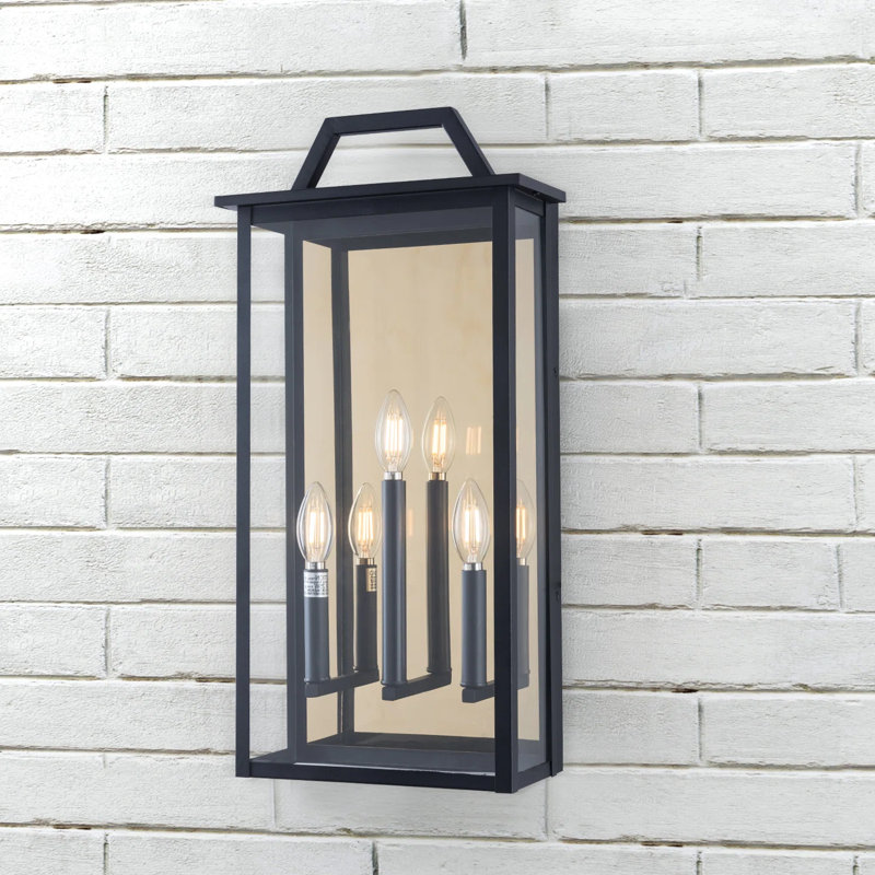 Applique murale d'extérieur en verre noir à 3 lumières H 23 '' avec crépuscule à l'aube Sucdi