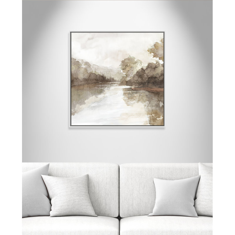 «Fall Nature Print» par Eva Watts, Toile avec cadre, L 31,5 po x H 31,5 po, White Floater