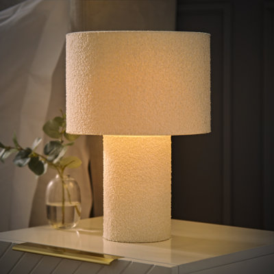 Ash White Boucle Table Lamp