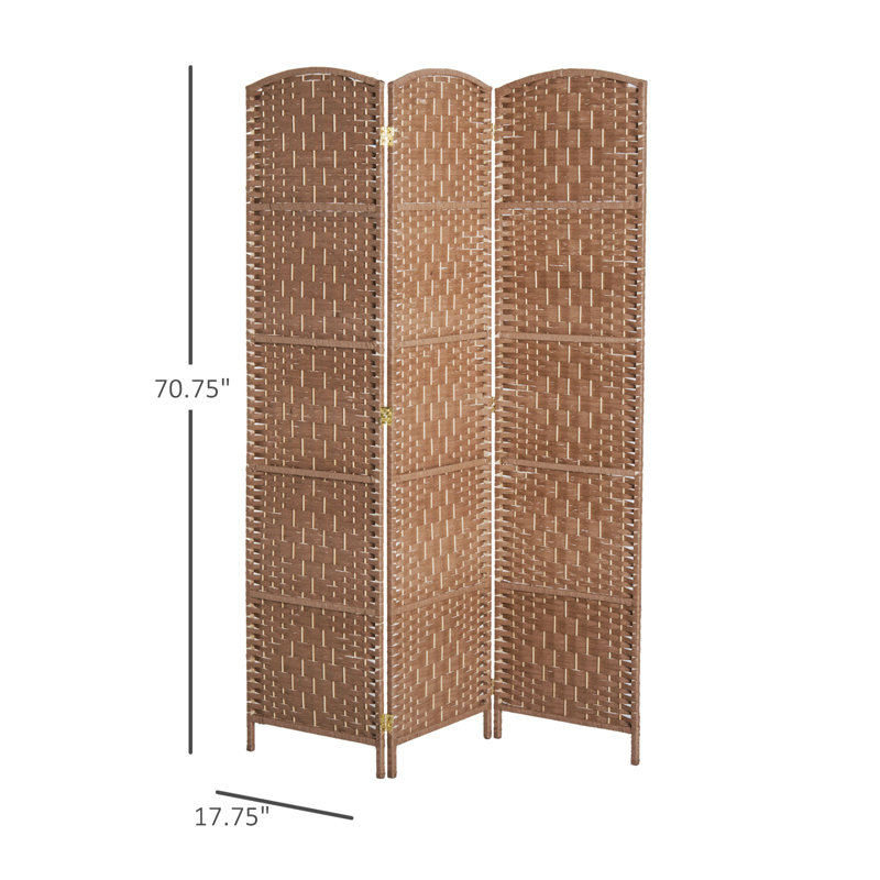 Cloison de séparation 6 panneaux en osier de 6 pi de hauteur, bois naturel, Bois naturel