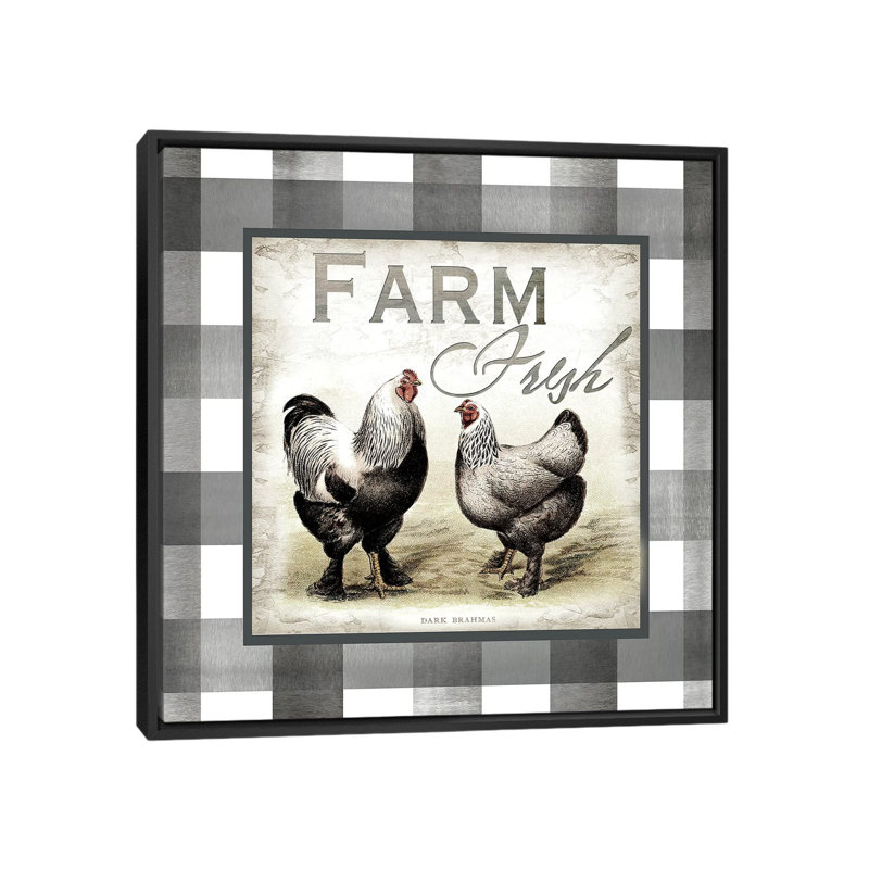 Buffalo Check Farm House Chickens Neutral II - impression d'art graphique, Aucun mat, H 37 po x l 37 po x P 1,5 po