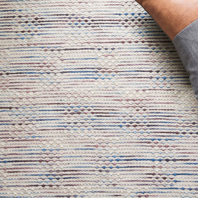 Laureldale Hand Woven Wool/Cotton Abstract Rug in Beige/Blue, Rectangle 6' X 9'