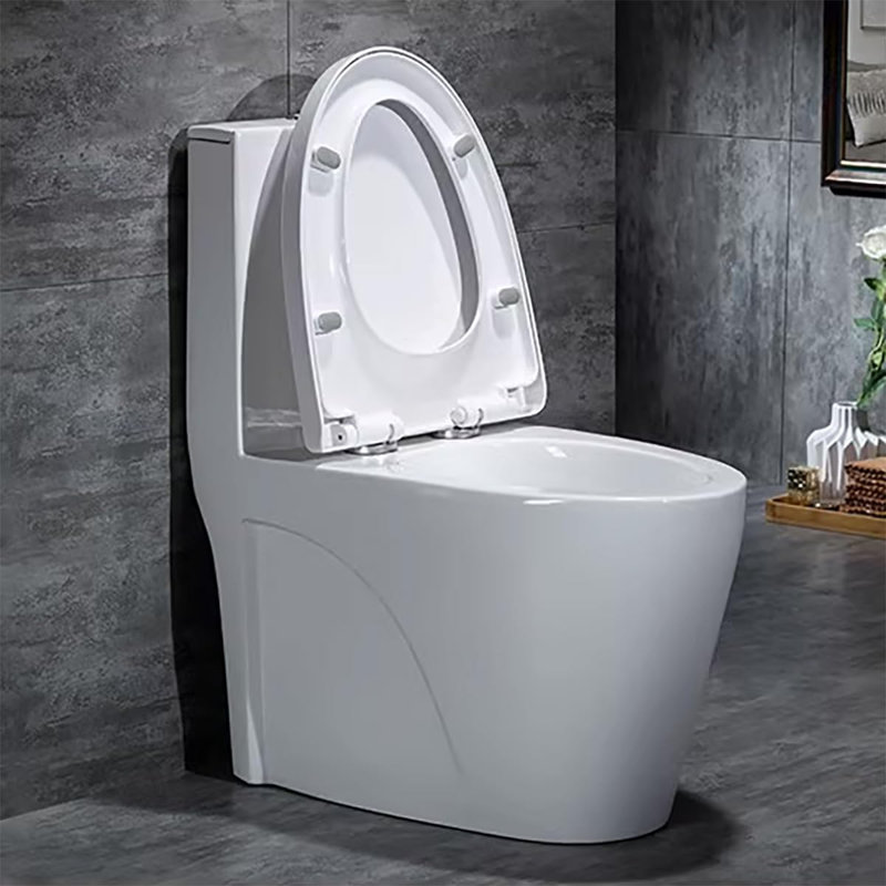 YINGZE YZ5040P Elongated Rear One Piece Toilet High Efficiency Dual Flush 1.1/1.6 GPF With UF Soft Closing Seat,Wall Discharge Horizontal Outlet For Mecerating,White