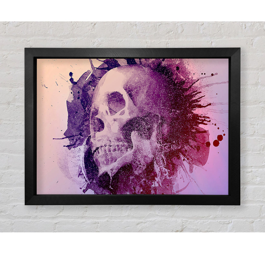 Aquarell Totenkopf Design Gerahmter Druck