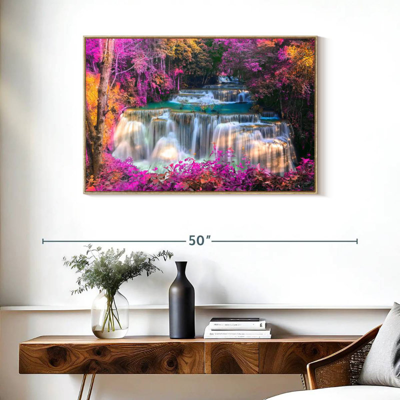 Chutes d'eau, Cadre flottant en bois naturel, 37 po x 25 po
