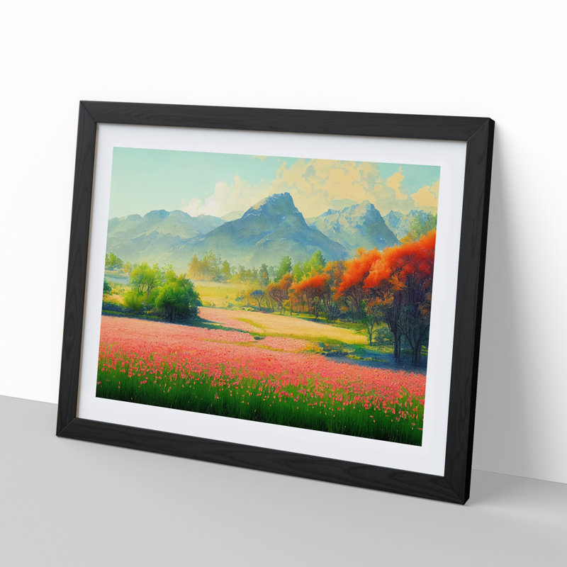 Spring Mountain View - Framed Print, Black, 34cm H x 46cm W x 2cm D
