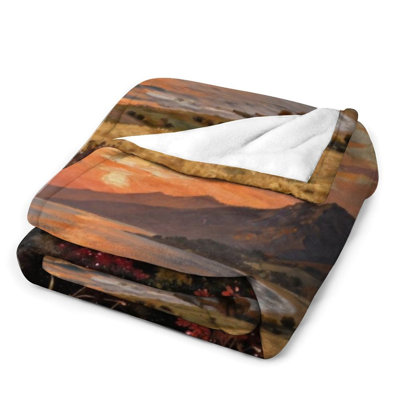 Jeté en flanelle Sunset Wheat Field Luxury
