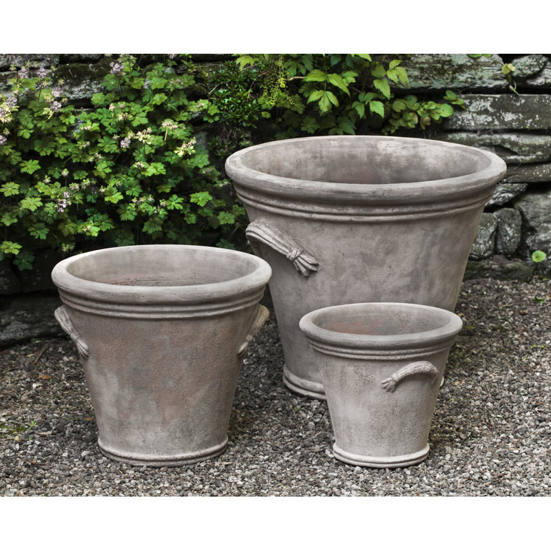 Ensemble de pots à fleurs 3 pièces, H 19 po x l 24 po x P 24 po, Terre cuite antique