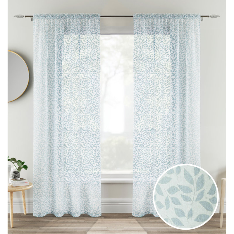 Rockwood Sheer Curtain Pair, 140cm Width x 183cm Drop, Blue