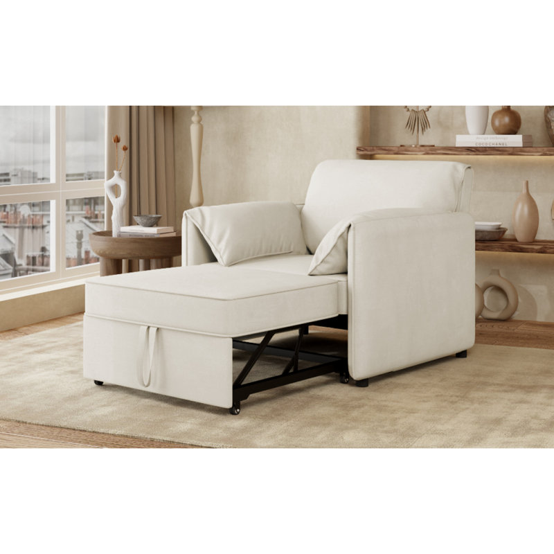 Canapé-lit convertible convertible, chaise-lit convertible 3-en-1, dossier réglable avec coussins épais, fauteuil en lin multifonctionnel pour le salon, la chambre à coucher, l’appartement, le bureau