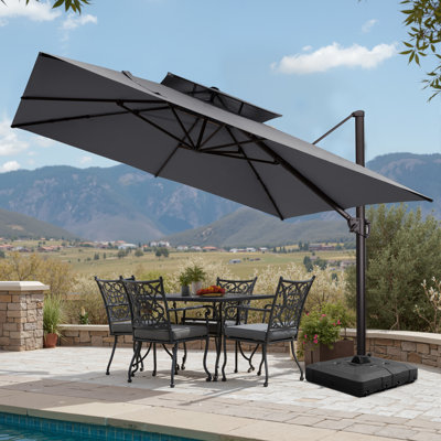 128'' X 128'' Square Cantilever Umbrella with Weighted Base