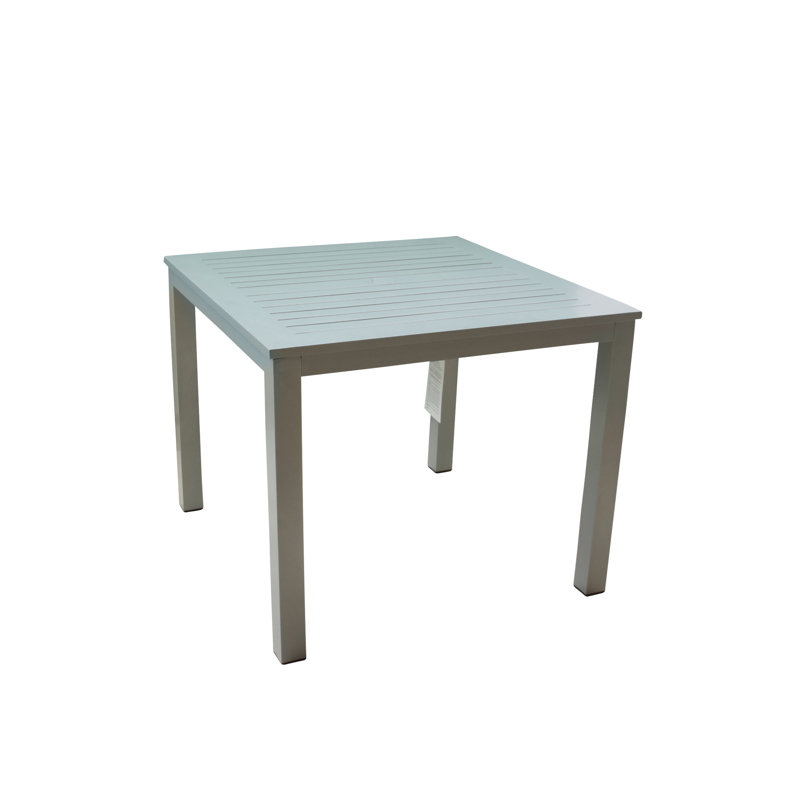 Patrica Square Metal Outdoor Dining Table With Umbrella Hole , 35.88'' in. W 35.88'' in. D, Gray