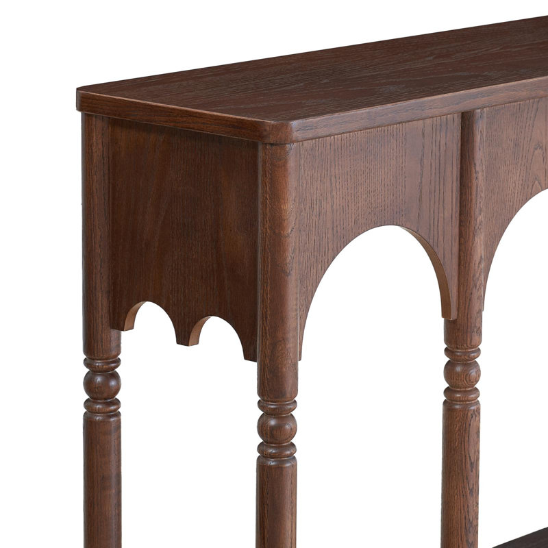Console en bois massif avec rangement, 35.4" H x 47.24" W x 12.6" D, Brun