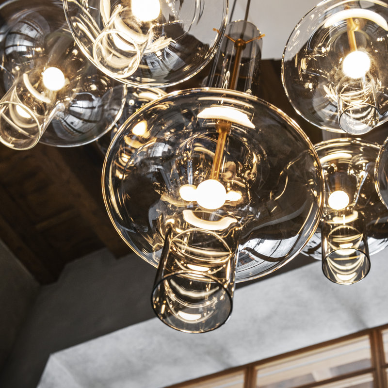 WONDER 1 - Light LED Pendant, Black, 22.4" H x 8.3" W x 8.3" D, Smoked Glass
