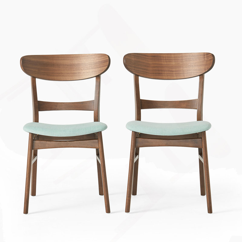 Cole Dining Side Chair Set Of 2, Open Curved Back, Mint Green, Brown