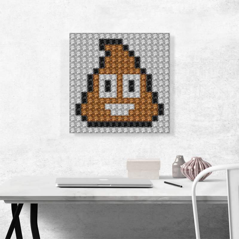«Poop Emoticon Pile of Poo Jewel Pixel», impression sur toile tendue, H 18 po x l 18 po x P 0,75 po