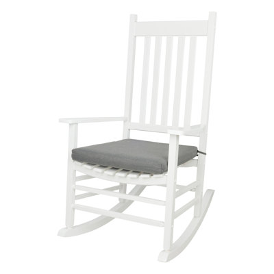 Chaise berçante d'extérieur en bois avec coussin Emjay