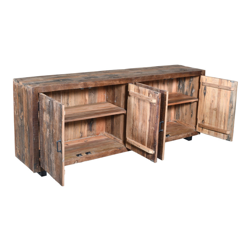 Buffet en bois avec 4 portes, H 33 po x L 79 po x l 18 po