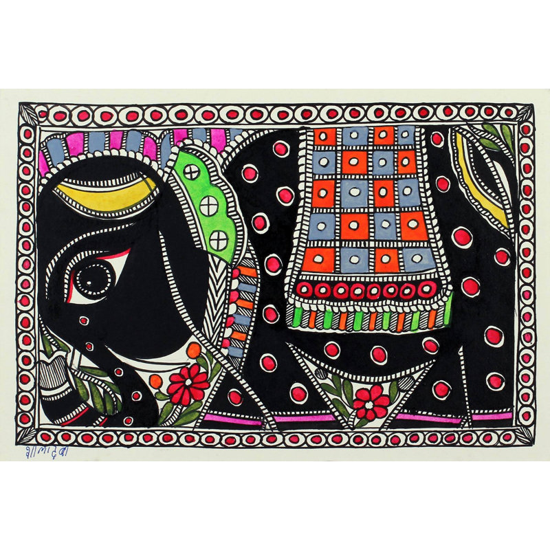 Suspension murale à fixation madhubani sur toile