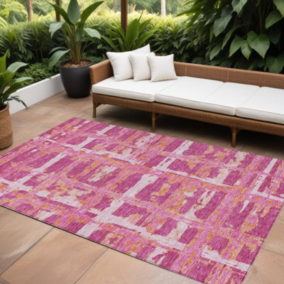 Tapis intérieur lavable rayé orange 9 pi x 12 pi