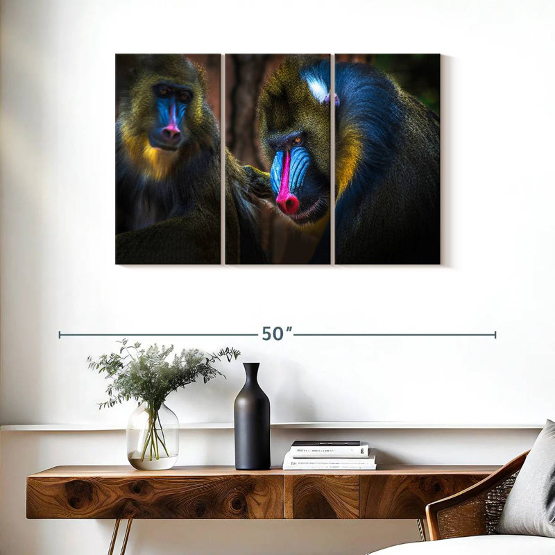 Deux singes Mandrill, H 24 po x l 38 po
