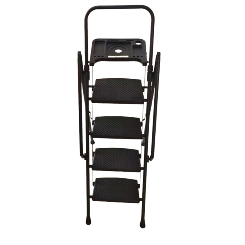 Tabouret échelle en acier pliable à 4 marches - capacité de 440 lb, pédales larges antidérapantes, poignée souple, idéal pour la maison / le bureau