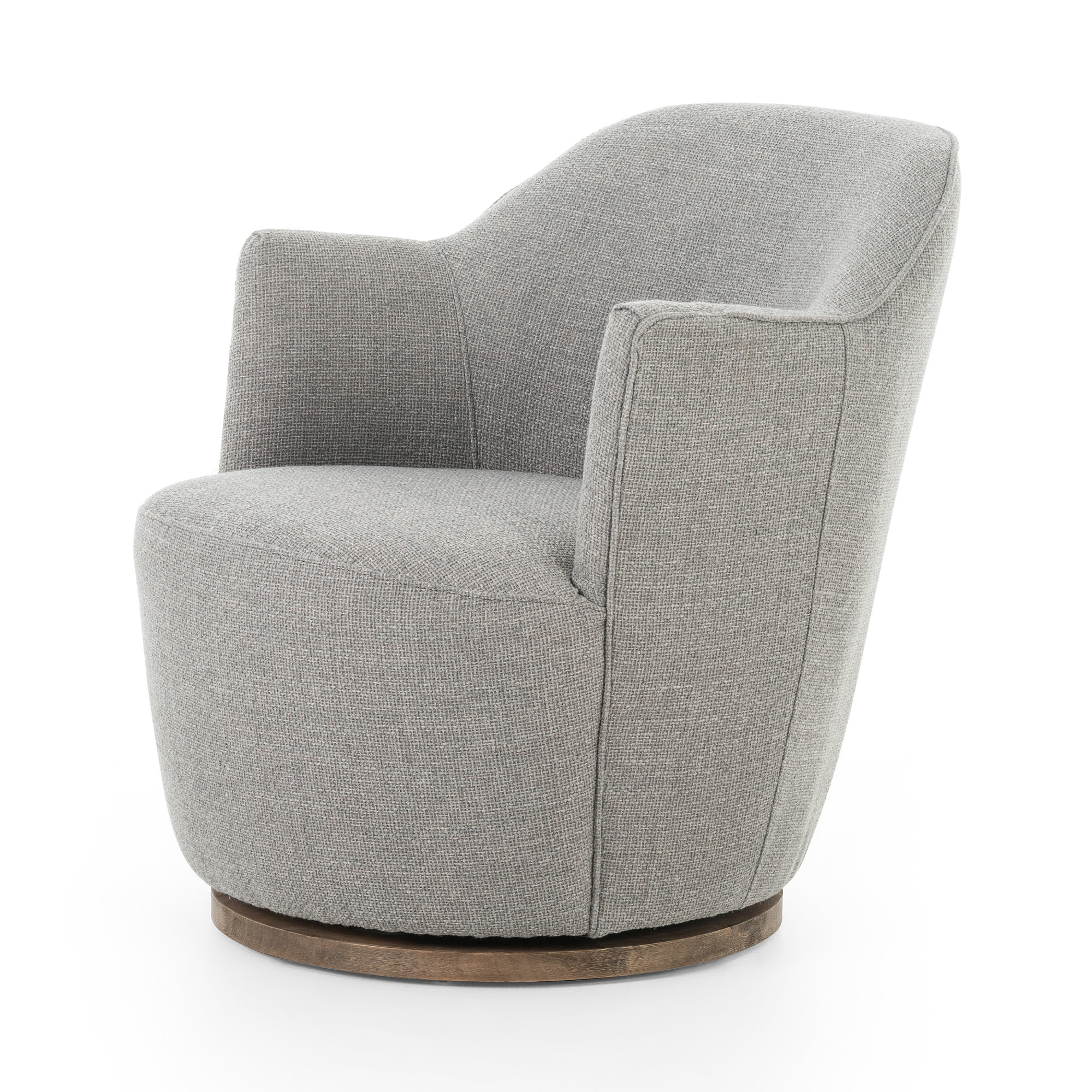 Corson 26" Wide Swivel Armchair, Gibon Silver Performance Basketweave