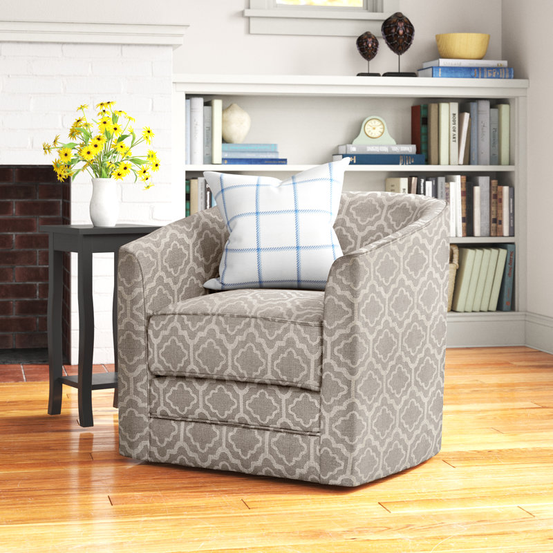 Fauteuil demi-tonneau pivotant en polyester 31,5 po de large Anglert, Brun clair côtier