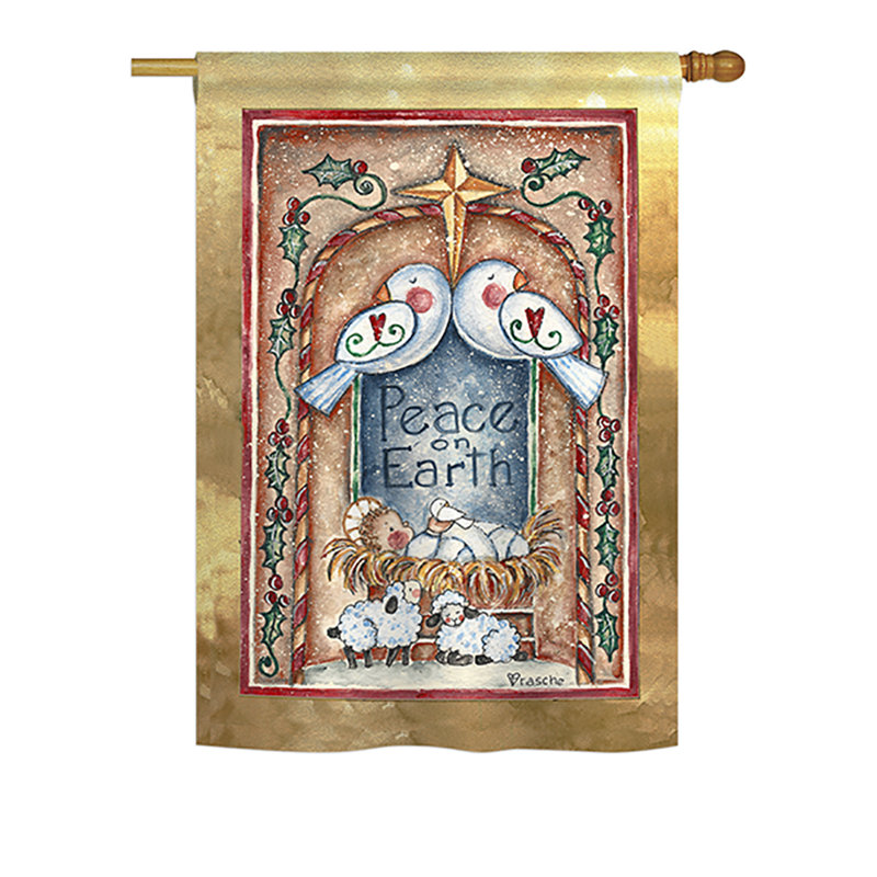 Drapeau de maison / jardin Peace and Earth, H 18,5 po x l 13 po