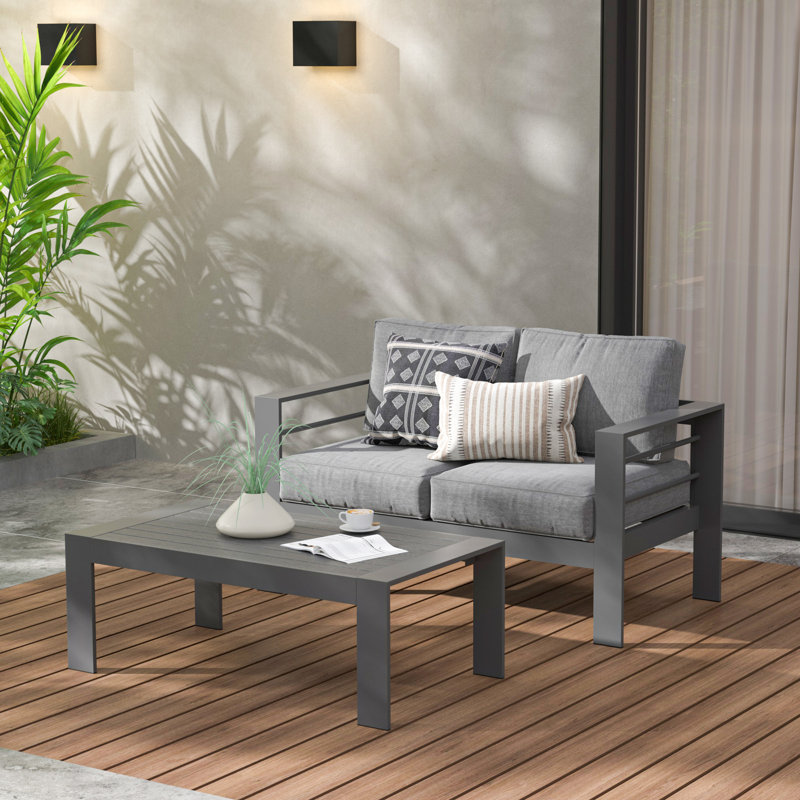Aluminum Patio Coffee Table, Dark Gray