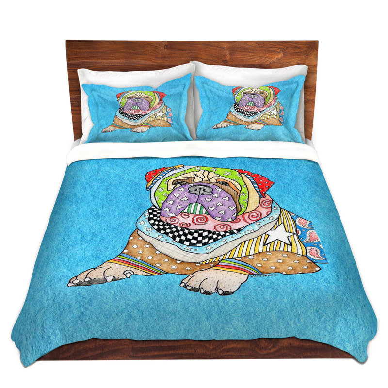  Ensemble de housse de couette Marley Ungaro Bull Mastiff Dog, 1 housse + 2 taies très grand lit, Rouge / Brun / Vert
