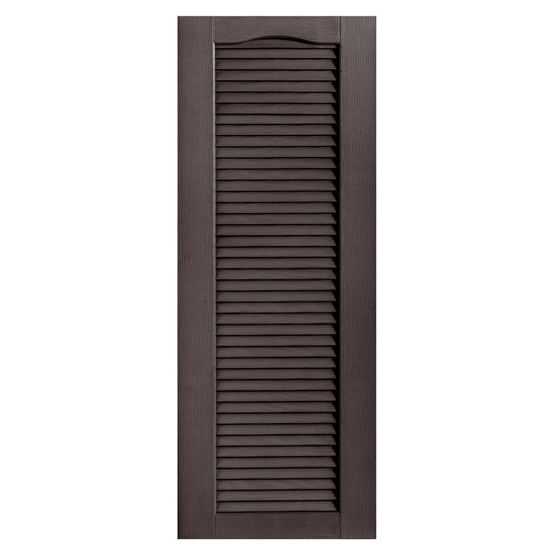 Paire de volets à persiennes cathédrale style pleine longueur ouverts, Chocolat, 18 po, 36 po