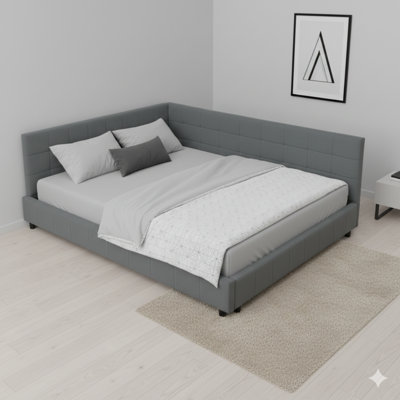 Storage-Equipped Padded And Quilted Bed Base, Couch-Style Bed Structure With A Cushioned Back Support And Side Armrests, Suitable For Sleeping Quarters Or Common Areas, Velvet Fabric