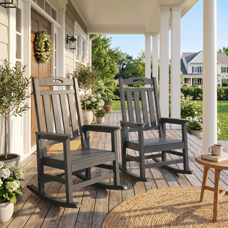Chaise berçante en PEHD à bascule Adirondack, Dark Gray