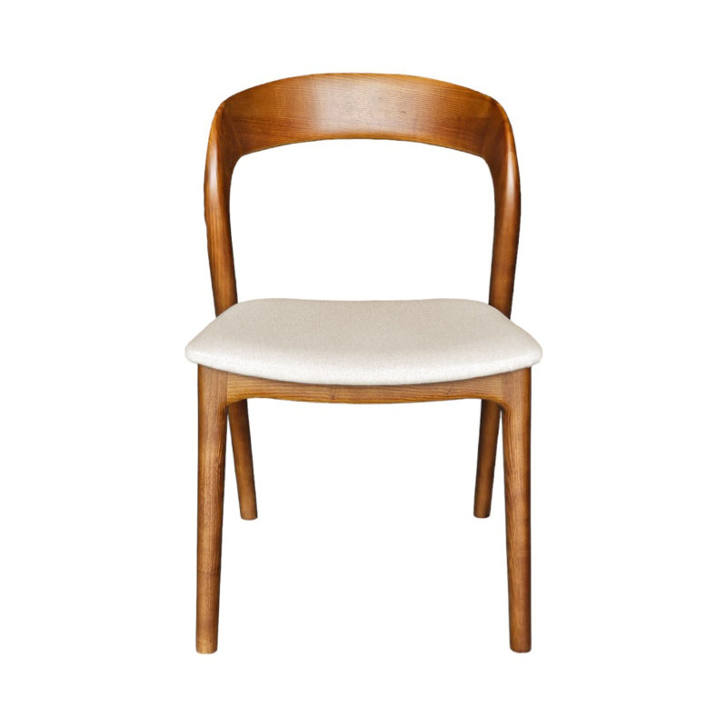 Rena Ash Wood Upholstered Dining Chair, Brown