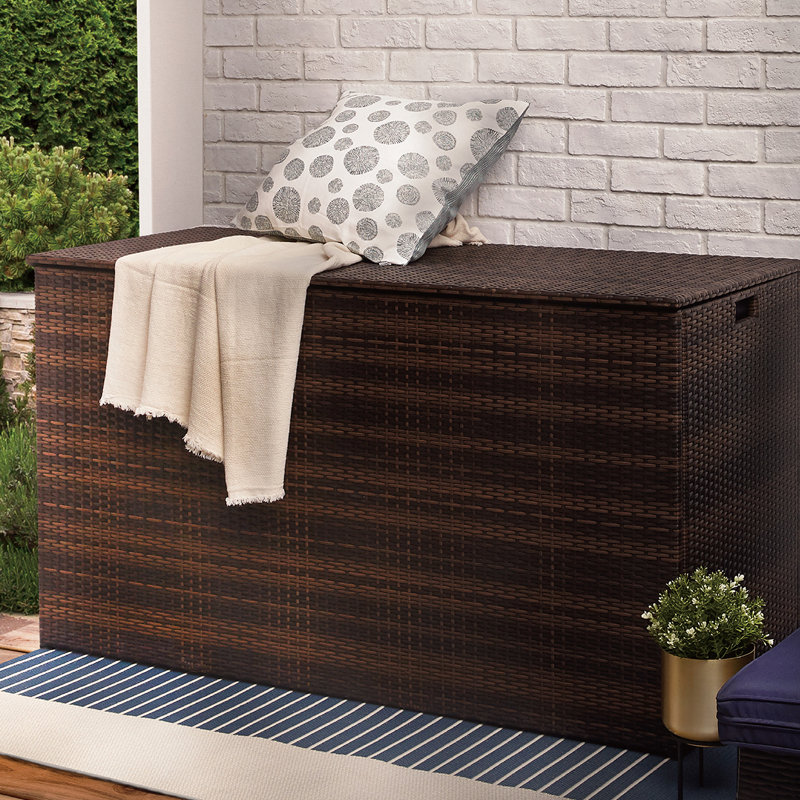 Brown Wicker and Plastic 55" Outdoor Deck Storage Box