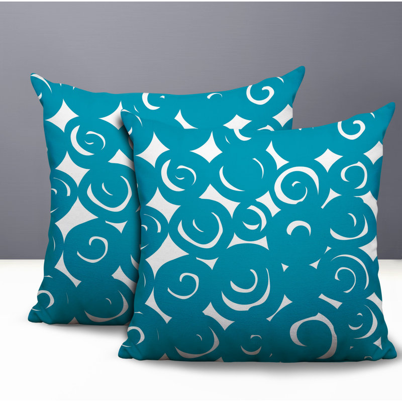 Ensemble de coussins réversibles intérieur / extérieur Opal Circles, 18 x 18, Turquoise