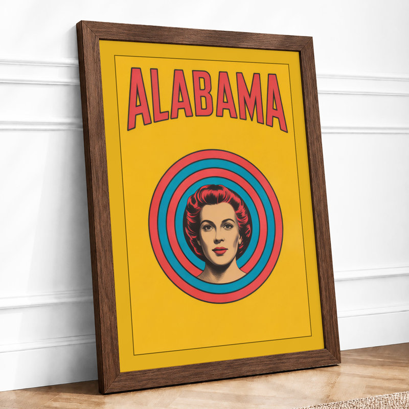 Alabama Portrait Retro - Framed Print, Walnut, A4 - 29.7 x 21.0 cm