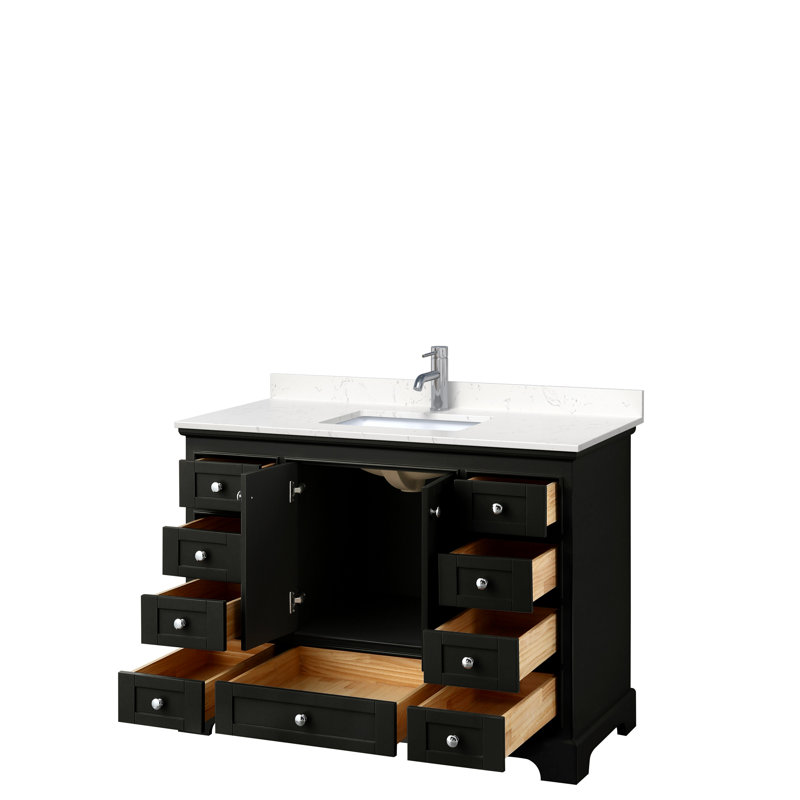 Ensemble de meuble-lavabo simple 48 po Deborah, Espresso foncé, Marbre de culture de Carrare, Chrome poli