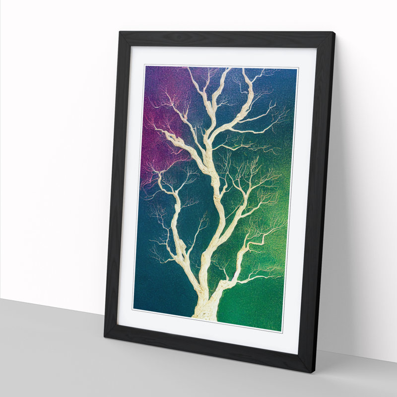 Tree Chalk - Single Picture Frame Print, 34cm H x 25cm W x 2cm D, Oak