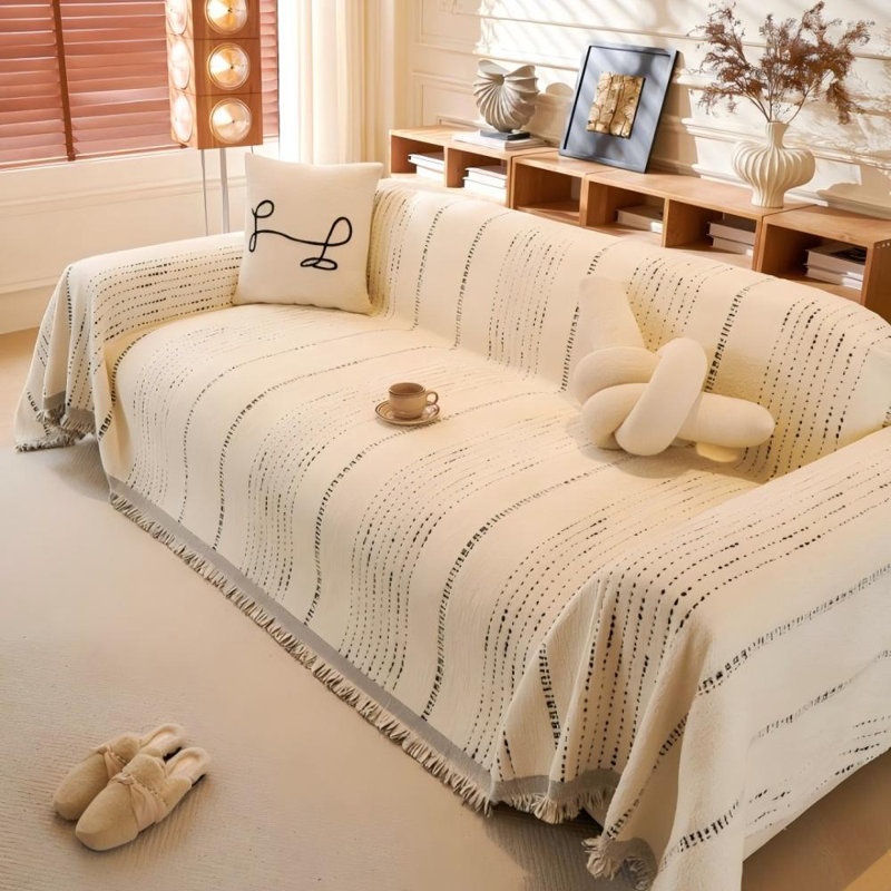 Canapé Housse de canapé Housse de protection à géométrie de ligne Canapé Protecteur de canapé Canapé modulaire pour canapé de salon Canapés Universal Chenille