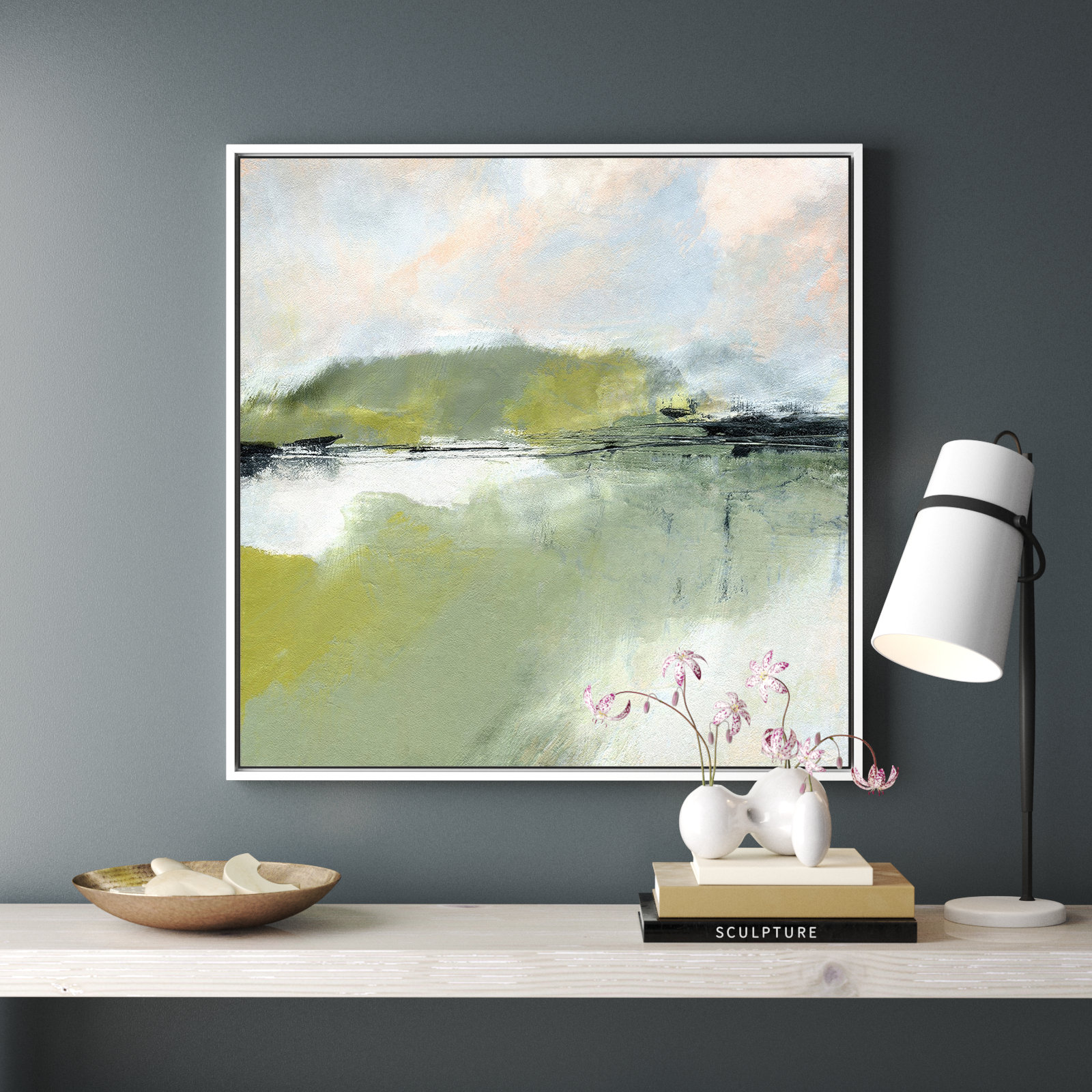 Savor Print by Melanie Biehle, White Maple Framed, 48" H x 48" W