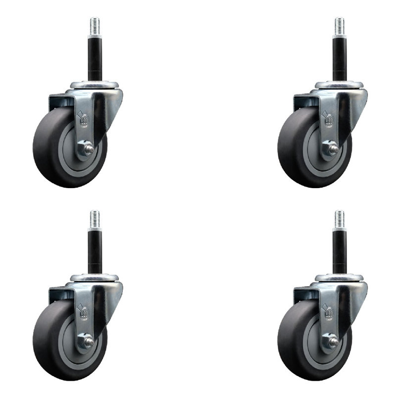 Ensemble de roulettes extensibles pivotantes en caoutchouc et en caoutchouc thermoplastique SCC NB 3,5 po x 3/4 po