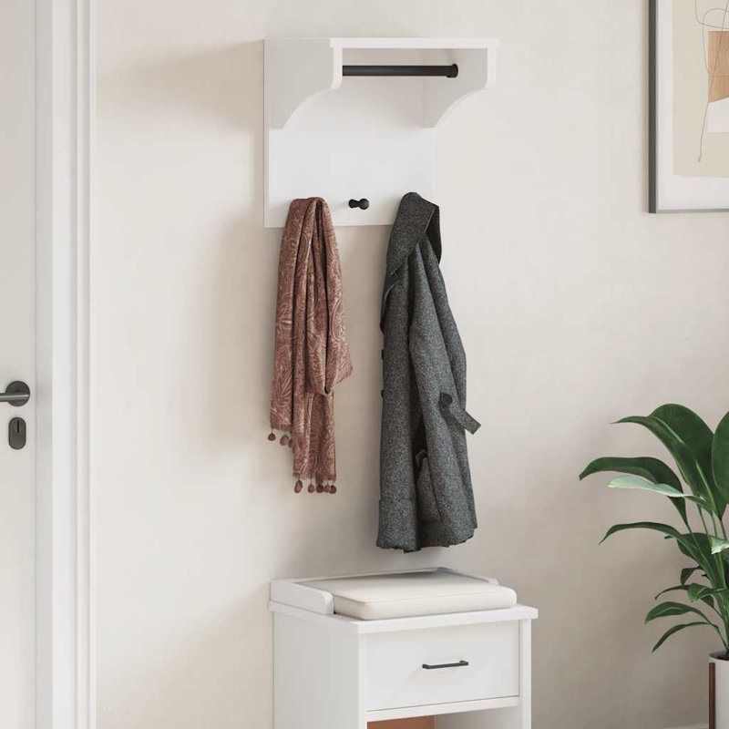 Solid Wood Coat Rack, White